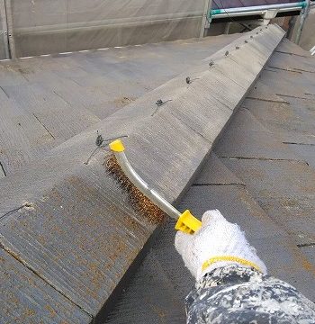 ケレンで苔を落とし切る