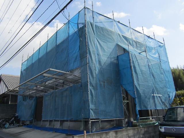 倉敷市の外壁塗装現場