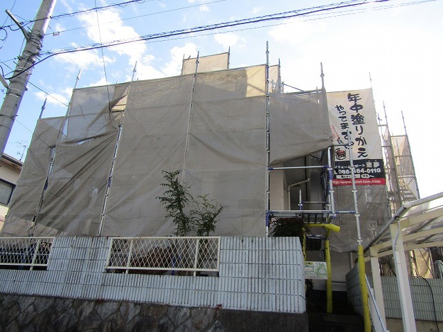 総社市の住宅塗装現場