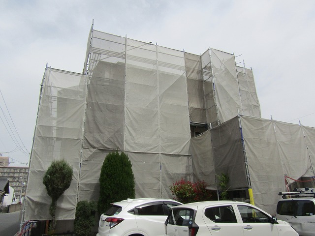 岡山市の住宅塗装現場