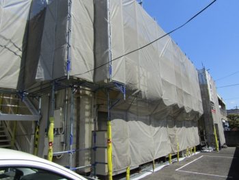 倉敷市アパート塗装現場