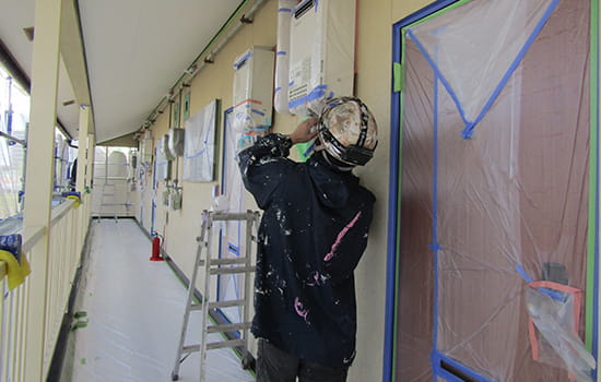 足場の設置、メッシュシート設置