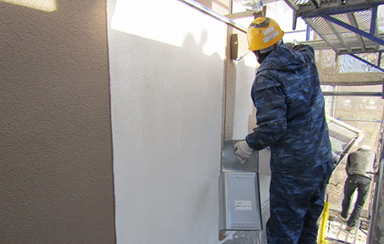 足場の設置、メッシュシート設置