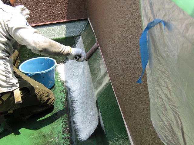 バルコニー防水 ガラスマット張り