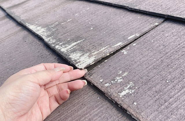 倉敷市の塗装現場の屋根の劣化