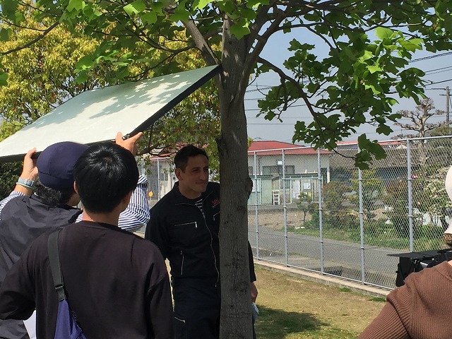 塗夢のCM撮影のようす