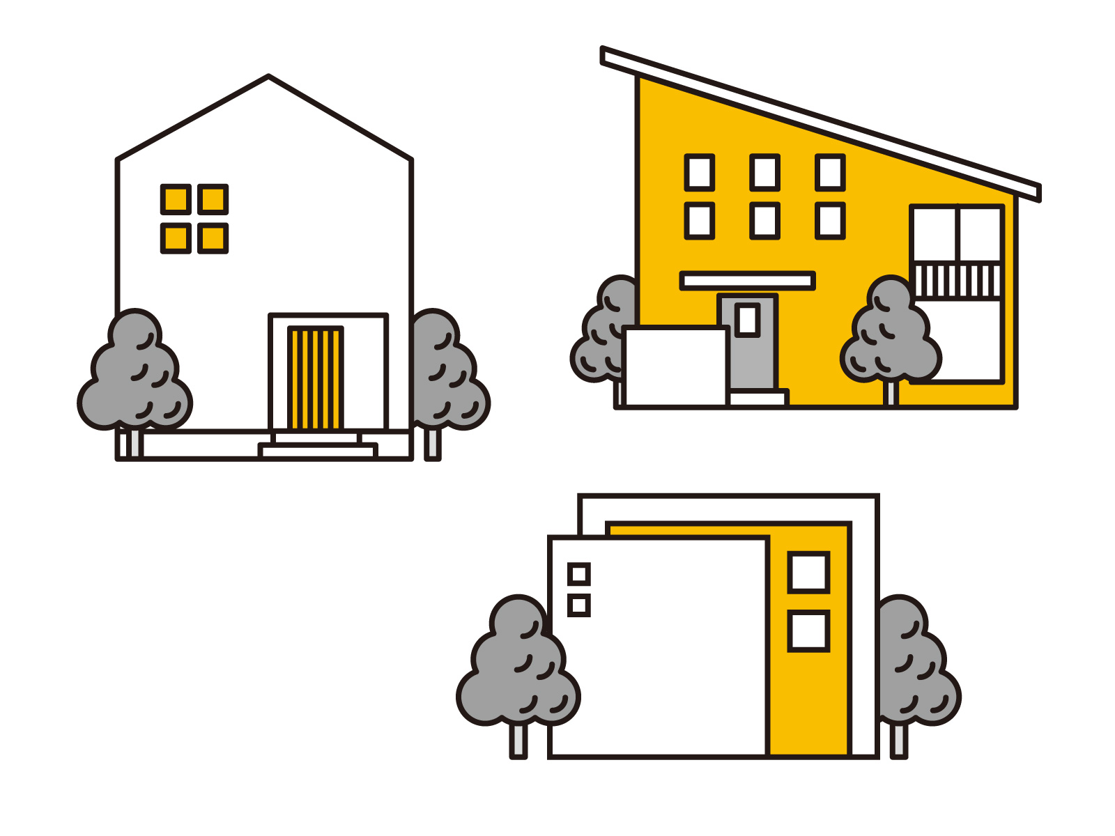 いろいろな形の家