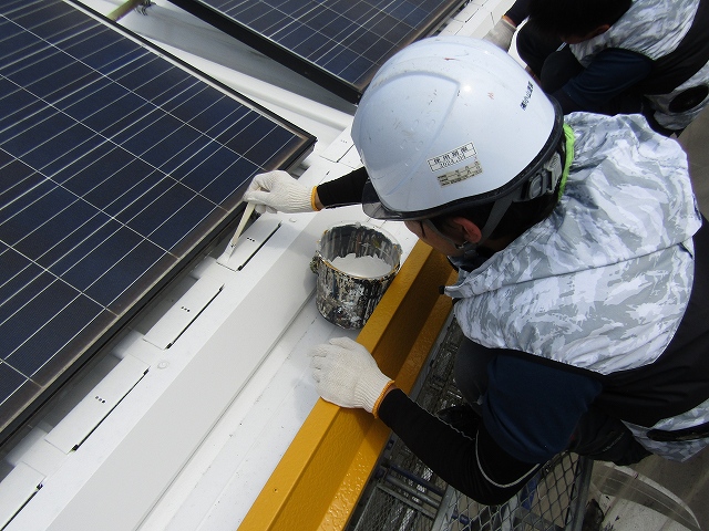 太陽光パネル裏の塗装