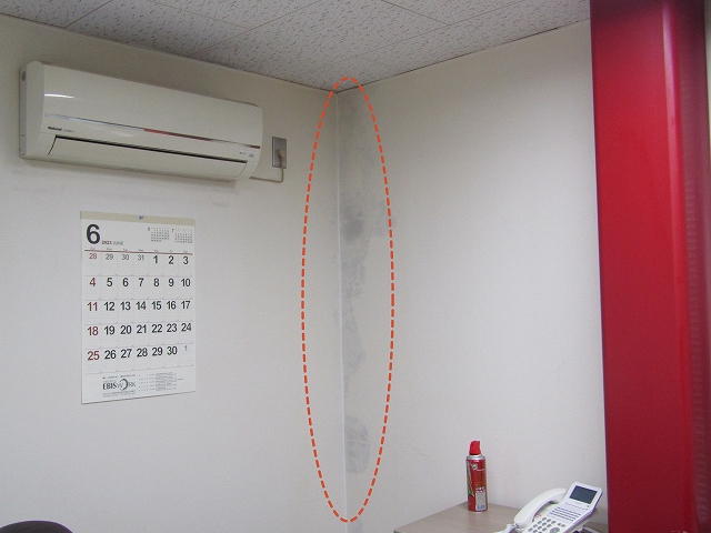 雨漏りによってクロスが黒ずむ