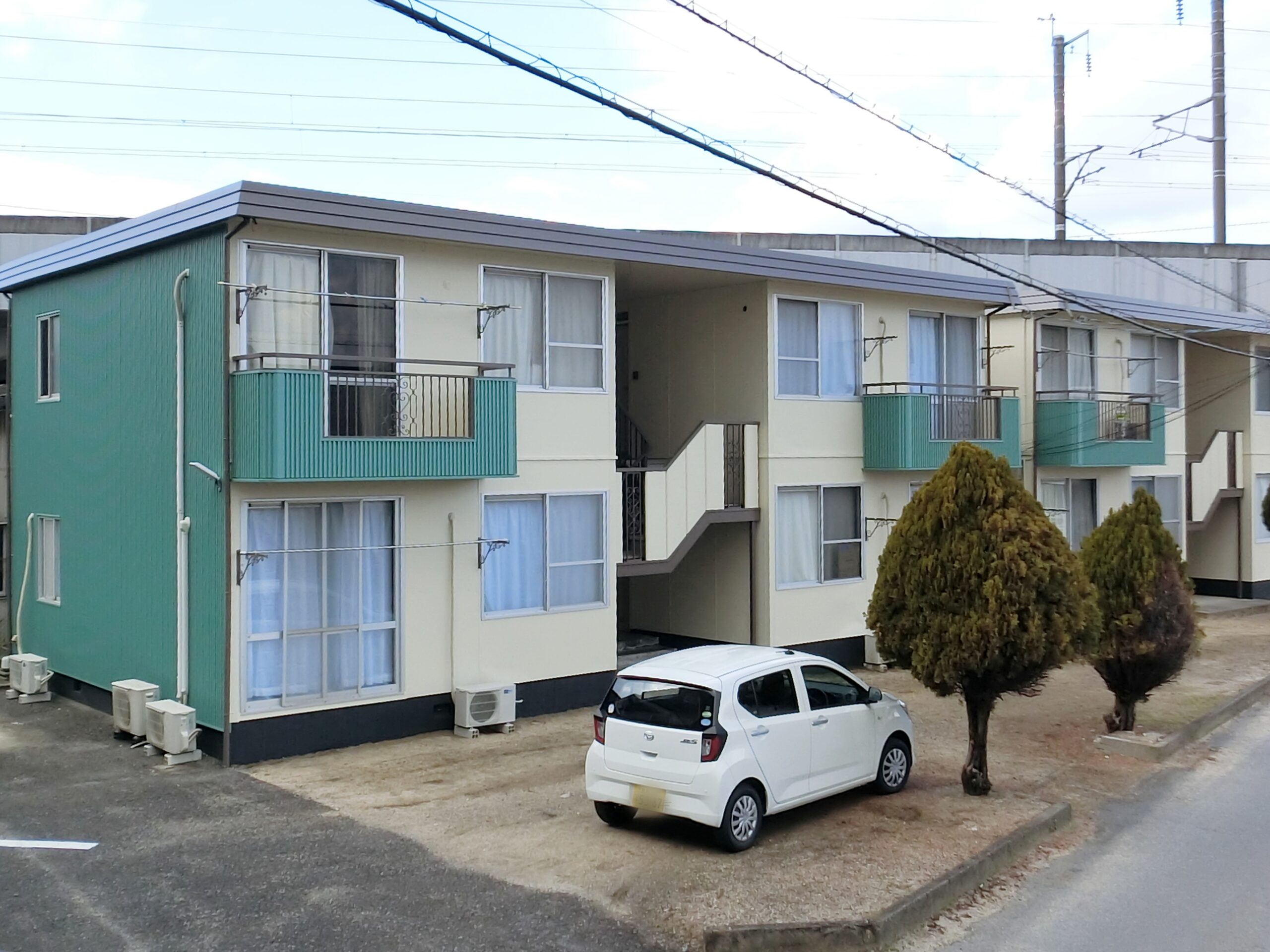 倉敷市アパート完成の全景